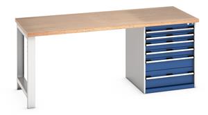 Bott Bench 2000x900x840mm with MPX Top and 6 Drawer Cabinet 840mm High Benches 41004115.11v Gentian Blue (RAL5010) 41004115.24v Crimson Red (RAL3004) 41004115.19v Dark Grey (RAL7016) 41004115.16v Light Grey (RAL7035) 41004115.RAL Bespoke colour £ extra will be quoted